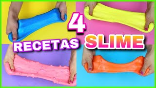 4 RECETAS PARA HACER SLIME  SLIME FÁCIL Y SIN BÓRAX  NatyGloss [upl. by Aneerol]