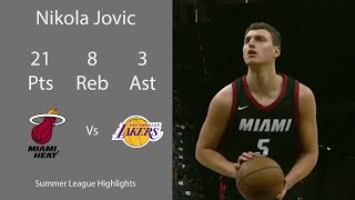 Nikola Jovic 21 Points vs Lakers  2023 Summer League Highlights [upl. by Alyat]