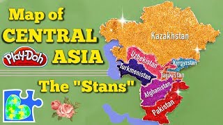 CENTRAL ASIA MAP  Learn The Stans  World Geography for Kids [upl. by Nolra]