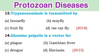 Parasitology MCQ Questions  Protozoan disease MCQ [upl. by Season]