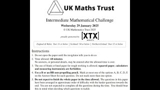 UKMT Intermediate Maths Challenge 2025 [upl. by Aratahc293]