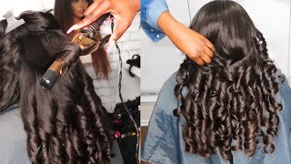 HOW TO CURL YOUR HAIR  Barrel curl tutorial  bombshell curls [upl. by Tiff80]