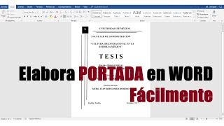 CÓMO HACER UNA PORTADA EN WORD FÁCILMENTE [upl. by Amity]