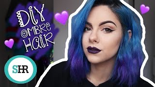 How To DIY OMBRE HAIR in Blue amp Purple [upl. by Ennej527]