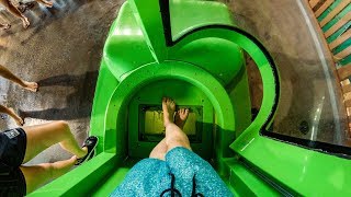 Extreme TRAPDOOR Water Slide quotWolf Tailquot  Great Wolf Lodge SoCal [upl. by Polik]