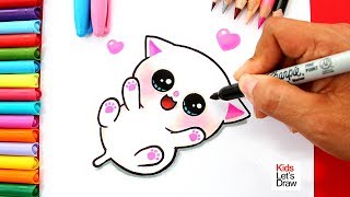 Aprende a dibujar un GATITO BEBÉ Kawaii  How to Draw a Cute Baby Kitten [upl. by Tamar]