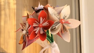 Paper Flower Bouquet DIY Origami Flower Tutorial [upl. by Ennaus]