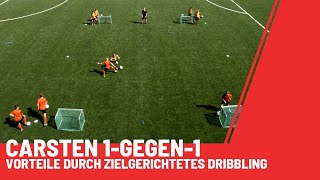 Carsten 1gegen1  Übung fürs Kinderfussball Training Zweikampf  Dribbling  Ballannahme [upl. by Northrop]