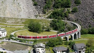 RhBBrusio Spiral Viaduct Rhaetian Railway Switzerland [upl. by Tamar]