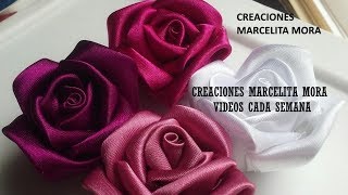 DIYComo Hacer Rosas Flores en TelaHow To Make Easy Fabric Flower RosesРозаクリップ簪 [upl. by Hauhsoj]