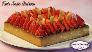 Recette de Tarte Fraise Rhubarbe Amande [upl. by Carrick]