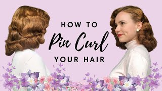 How I Pin Curl My Hair  1940s 50s Hair Tutorial [upl. by Ahsyas]