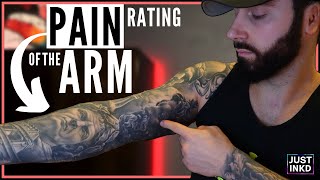 RATING 15 Tattoo Pain LEVELS of the ARM [upl. by Nomzzaj]