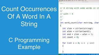 Counting Occurrences Of A Word In A String  C Programming Example [upl. by Eittik984]