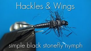 Fly Tying Simple Black Stonefly Nymph  Hackles amp Wings [upl. by Eirok]