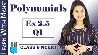 Class 9 Maths  Chapter 2  Exercise 25 Q1  Polynomials  NCERT [upl. by Patsy]