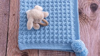 How to Crochet a Baby Blanket for Beginners Super EASY amp QUICK Only 1 row to repeat [upl. by Yekcor]