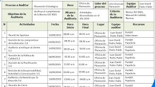 Como hacer un plan de auditoria interna iso 9001 [upl. by Udela]