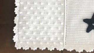 Tunus İşi Bebek Battaniyesi Kenar Modeli Baby blanket crochet [upl. by Hadwyn745]