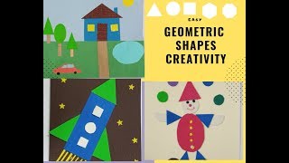 Geometric shapes creativity  How to create shape designs creatively  School Craft [upl. by Anerom]