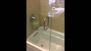 Frameless Shower door on tub [upl. by Latoye]