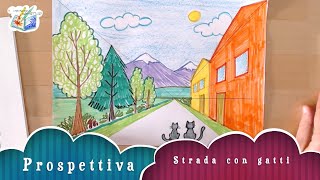 Tutorial lezione facile di prospettiva per bambini Arte immagine scuola primaria [upl. by Cila780]