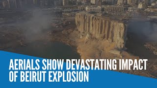 Aerials show devastating impact of Beirut explosion [upl. by Yniattirb]