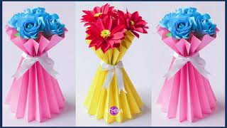 Easy Paper Craft  Flower BOUQUET [upl. by Stoughton967]