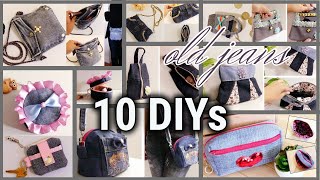 10 DIY Cute Small Denim Purses from Old Jeans Ire Heart Crafting [upl. by Noyad]