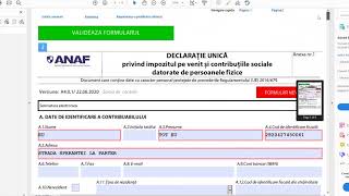 Completare DECLARATIA UNICA PFA SISTEM REAL pentru bonificatii 2019 [upl. by Nasho47]