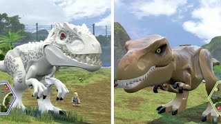 LEGO Jurassic World  Indominus Rex Vs TRex Coop Dinosaur Fights [upl. by Secunda]