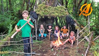 Family Bushcraft Camp Buildoff  Survival Shelter Competition [upl. by Pasahow]