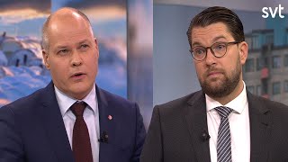 Jimmie Åkesson och Morgan Johansson i debatt om kvotflyktingar  Aktuellt [upl. by Latt]