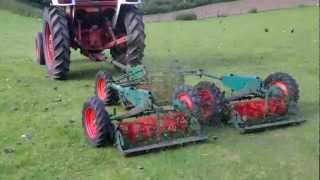 David Brown 885 with Ransome Mark 13 Gang Mowers [upl. by Ahsircal]