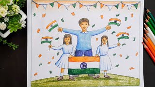 How To Draw 26th January Republic Day Celebration Drawing Easy [upl. by Ahdar814]