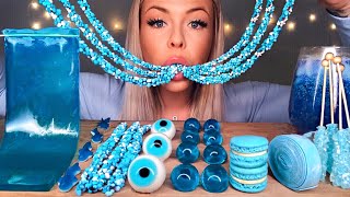 MOST POPULAR FOOD FOR ASMR BLUE FOOD SHEET JELLY BUTTERFLY TEA ROPE JELLY ROCK CANDY MUKBANG 먹방 [upl. by Adyol235]