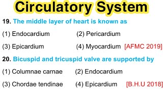 mcq on circulatory system  body fluid and circulation [upl. by Sucramd]