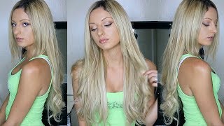 Bellami Bambina BUTTER BLONDE hair extensions reviewtutorial [upl. by Sinnelg183]