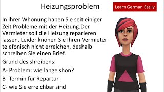 Prüfung B1 DTZ Brief Schreiben  Heizungsproblem  B1 [upl. by Ahsiuqet]