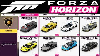 FORZA HORIZON 5  ALL CARS LIST 2024  ALL DLC 4K [upl. by Anitrak]