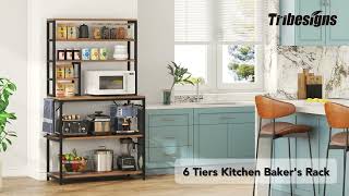 Tribesigns Kitchen Bakers Rack Free Standing Microwave Stand with Shelves JW0063 [upl. by Campman]