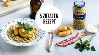 DICKE BOHNEN MIT SPECK  5 ZUTATEN REZEPT [upl. by Assirod981]