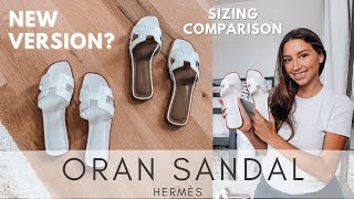 HERMES ORAN SANDAL  NEW 2021 VERSION sizing comparison tryon narrow feet review [upl. by Nivak]