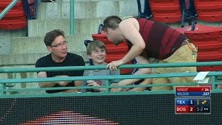 Fan catches foul gives ball to young kid [upl. by Damal]