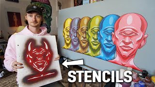 HOW TO MAKE STENCILS  EPIC MultiLayered Stencil Canvas Project [upl. by Durrej]