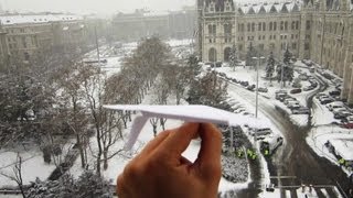 My Paper Plane Performs A Perfect Vertical Landing On A Moving Tram In Snow [upl. by Assyl]