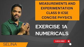 Measurements and experimentation icse class 9 concise physics exercise 1A numericals selina [upl. by Alake]