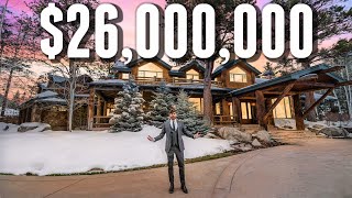 Touring a 25950000 LUXURY Log Cabin MANSION [upl. by Malliw421]