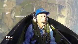 96yearold WWII pilot takes flight again in Tampa [upl. by Nylidnam]