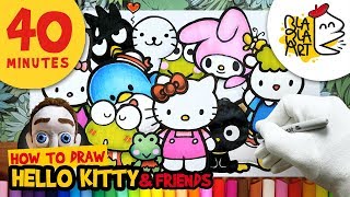 HOW TO DRAW HELLO KITTY amp FRIENDS  Sanrio Characters kawaii drawing for Kids  BLABLA ART [upl. by Lleihsad]